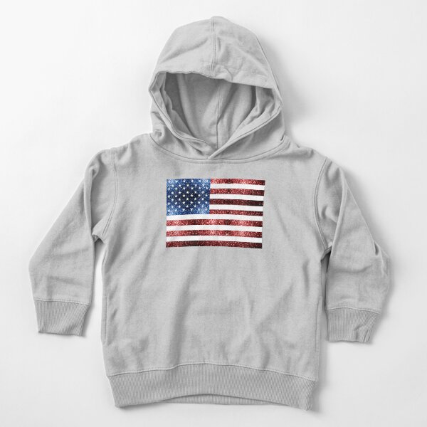 USA flag red blue sparkles glitters Toddler Pullover Hoodie