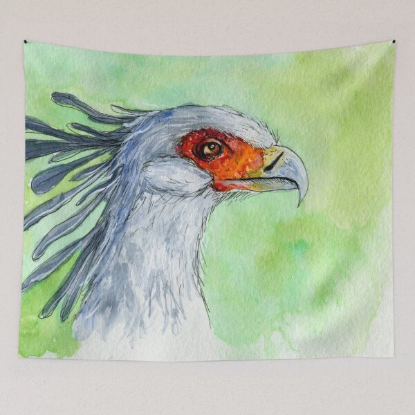 Item preview, Watercolor secretary bird designed and sold by purplesparrow.