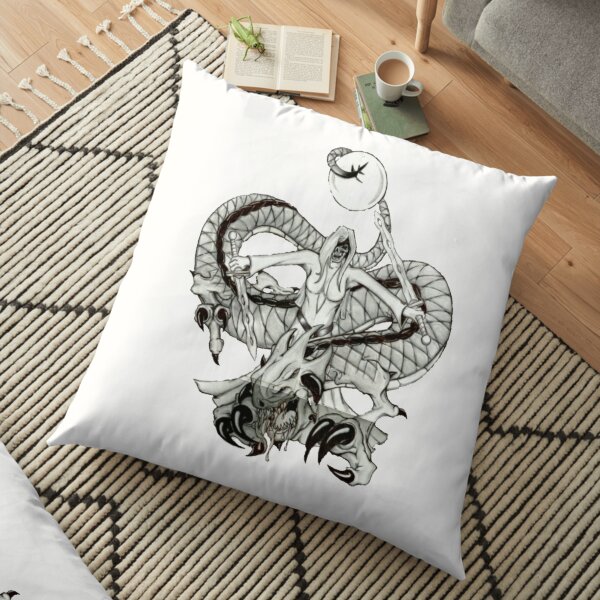 Lady Dragon Death Warrior Floor Pillow
