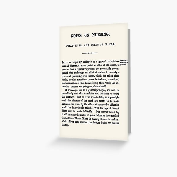 Notes on Nursing Florence Nightingale Page One Greeting Card