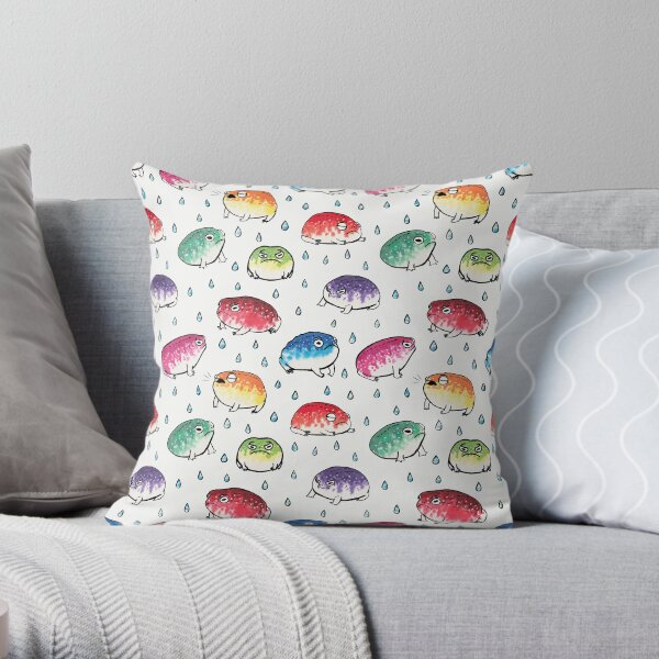 Round Rain Frogs Throw Pillow