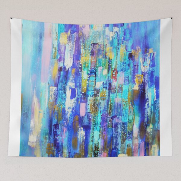 Item preview, peacock feathers abstract painting designed and sold by Carolynne.