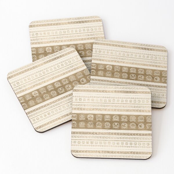 Item preview, Maya Calendar Glyphs gold on pastel beige designed and sold by Nartissima.