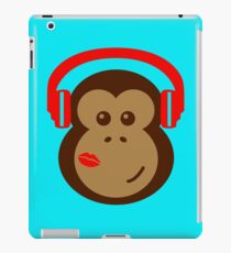 Cute Monkey DJ in Headphones with Lipstick Kiss iPad Case/Skin