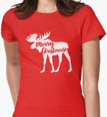 Funny Christmas Moose Pajamas Tshirt & Cute Xmas Gifts for Moose Lovers Women's Fitted T-Shirt