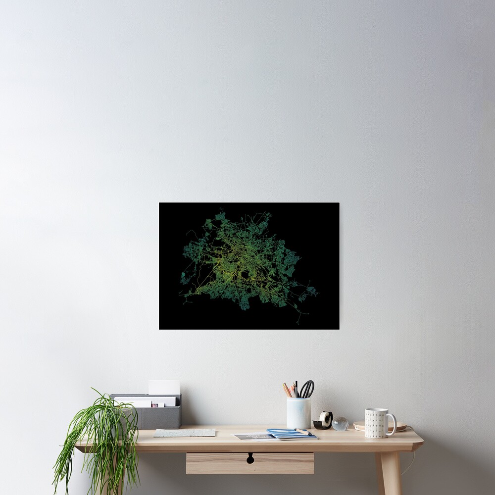 Berlin, Germany Colored Street Network Map Graphic Poster