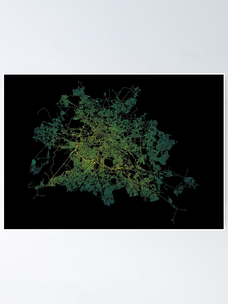 Alternate view of Berlin, Germany Colored Street Network Map Graphic Poster