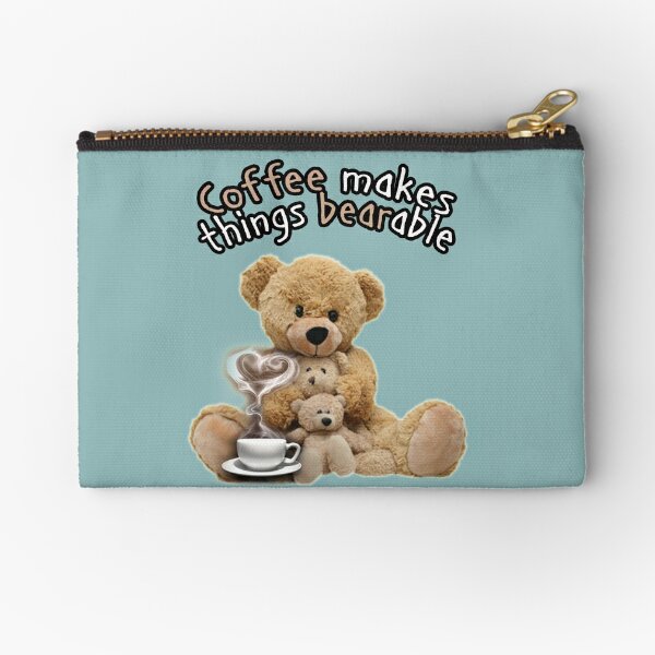 Coffee Shop Bears Coin Purse Coffee Lover Gift Small Zip Pouch