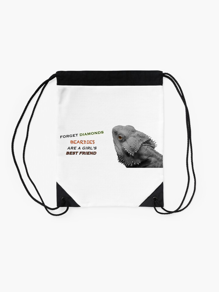 Alternate view of Forget Diamonds - Beardies Are A Girls Best Friend Drawstring Bag