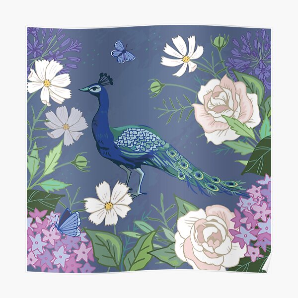 Peacock in a botanical garden Poster