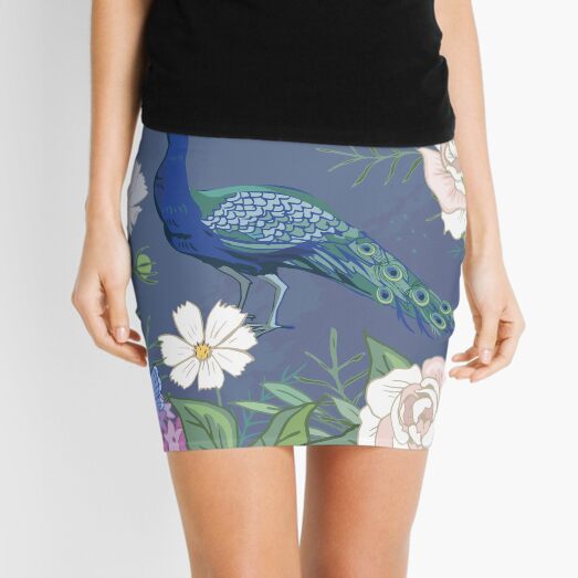 Peacock in a botanical garden Mini Skirt