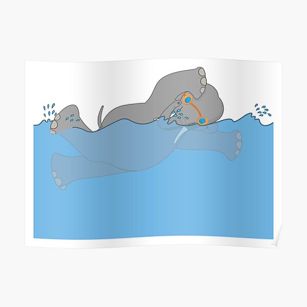 "Elephant Swimming" Poster for Sale by grumpyteds Redbubble