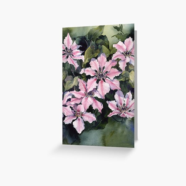 Nellie Moser Clematis Greeting Card