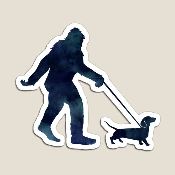 Artikel-Vorschau von Bigfoot, der einen Dachshund geht, designt und verkauft von TriPodDogDesign.