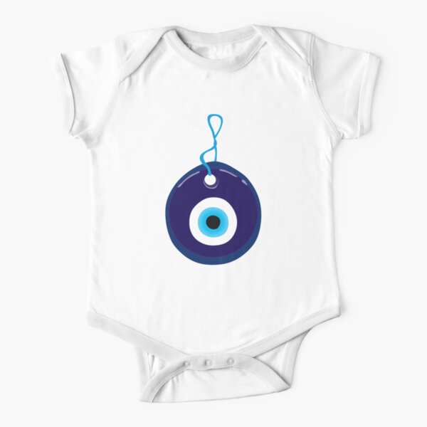 Blue Evil Eye Bead Short Sleeve Baby One-Piece