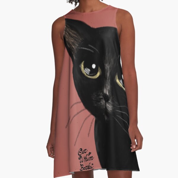 Black in red A-Line Dress