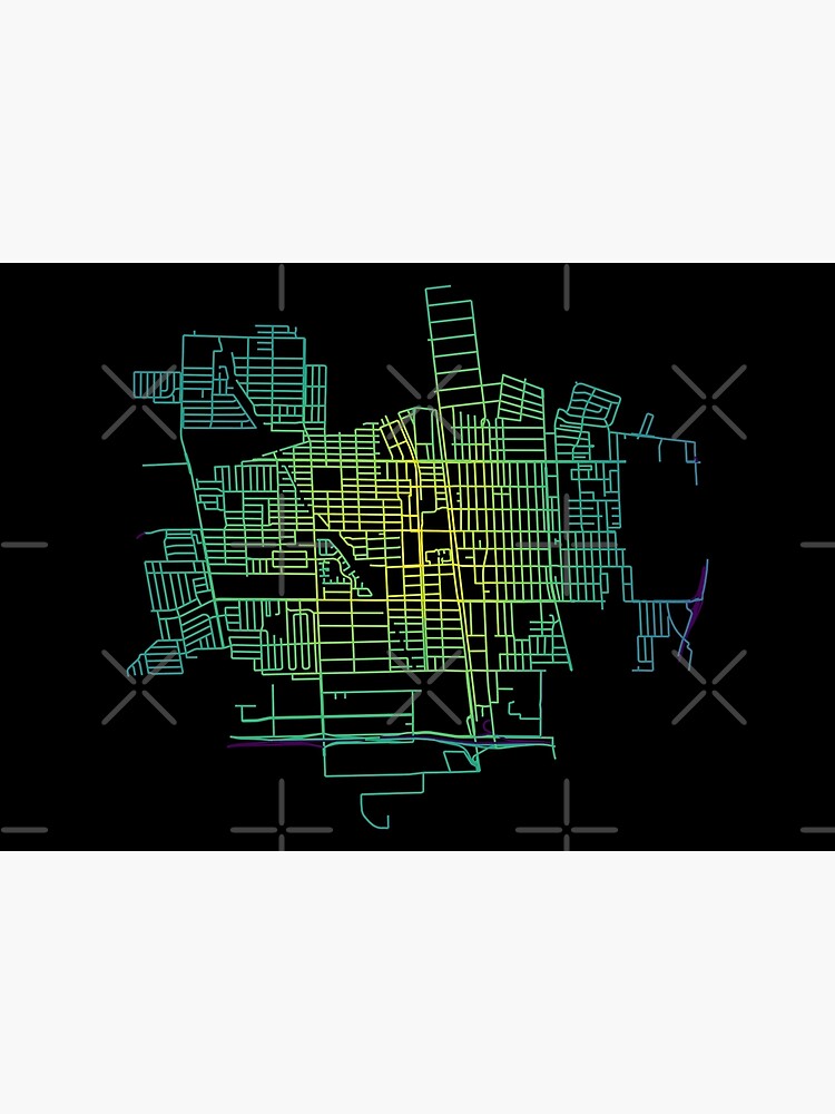 Compton, California, USA Colored Street Network Map Graphic by ramiro