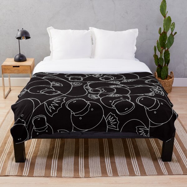 Minimalist Platypus Black and White Throw Blanket