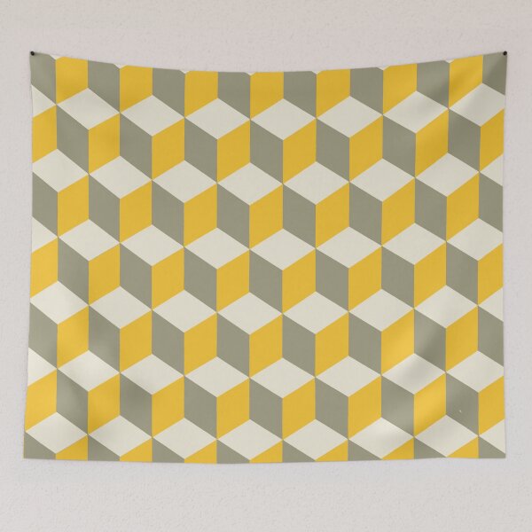 Item preview, Isometric Cube Pattern Yellow Grey Geometric Art designed and sold by taiche.