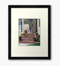 Porch with Pots of Geraniums Framed Print