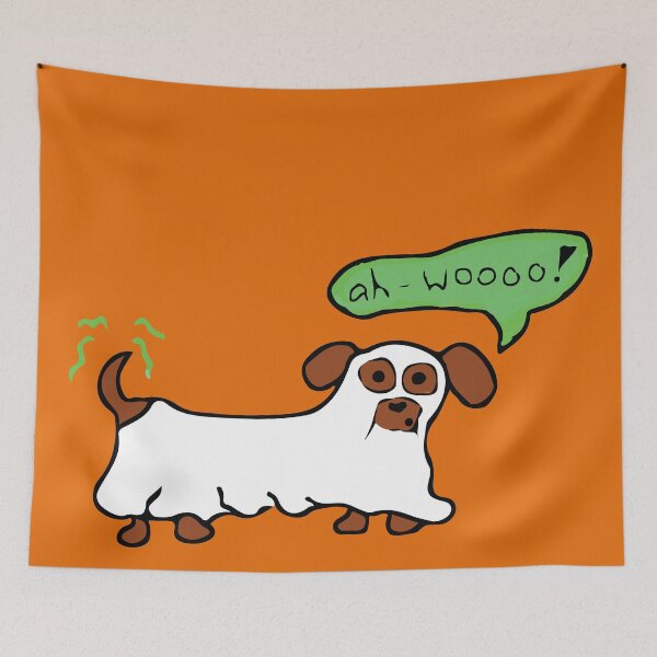 Item preview, Spooky Halloween Dachshund Dog Ghost designed and sold by BlackCoffeeCake.