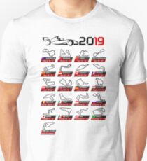 Kalender-Rennwagen 2019 kreisen weißen Sport Slim Fit T-Shirt