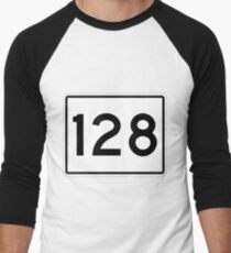 Maine State Route SR 128 | United States Highway Shield Sign Sticker Men's Baseball ¾ T-Shirt