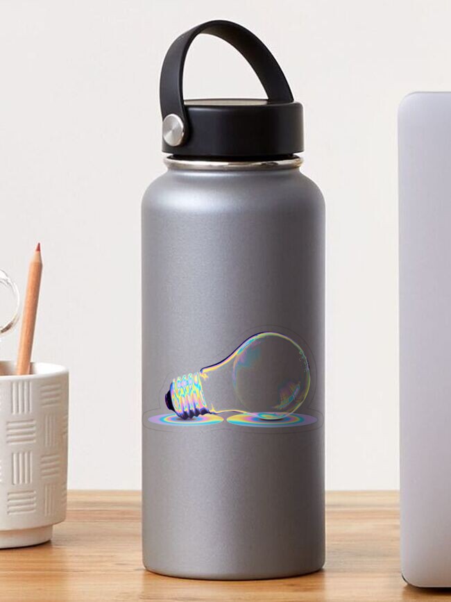 Thumbnail 1 of 3, Sticker, Holo Light Bulb Black designed and sold by dinaaaaaah.
