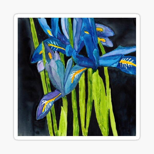 Item preview, Wild Dwarf Irises Watercolor on Yupo designed and sold by The Elderberry Blossom.