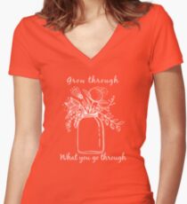 Grow through what you go through Women's Fitted V-Neck T-Shirt