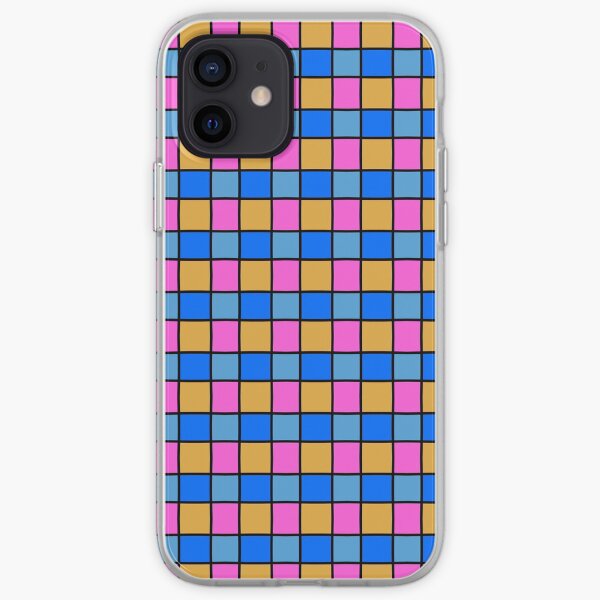 Blue, yellow and pink checkered iPhone Soft Case