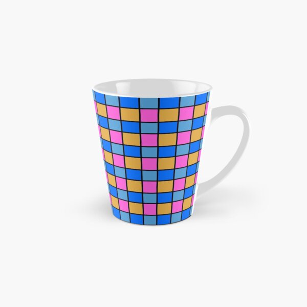 Damier bleu, jaune et rose Mug long