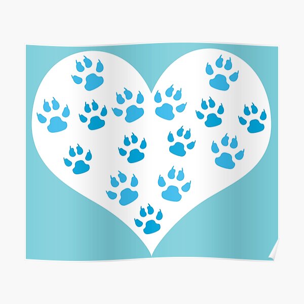 Heart with Paw Prints Design - I love Dogs Poster