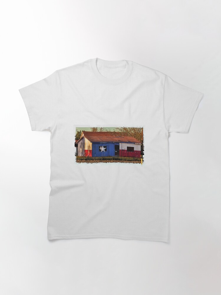 Classic T-Shirt, Sunset Flag Barn designed and sold by Warren Paul Harris