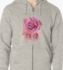 the pink rose Zipped Hoodie