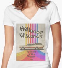 Hello Wisconsin Fitted V-Neck T-Shirt