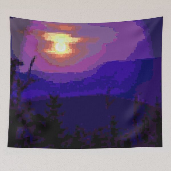 Item preview, Pixel Art - Sunset Over Mountains designed and sold by Grathicks.