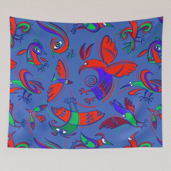 Item preview, Pattern with Firebirds (on blue background) designed and sold by Irina Ivanova.