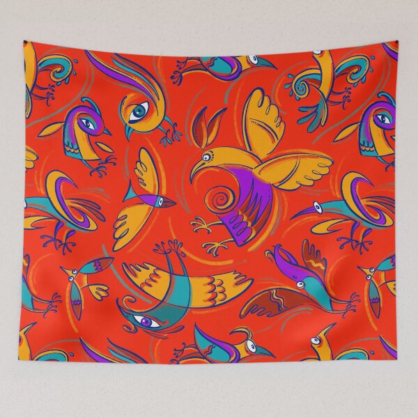Item preview, Pattern with Firebirds (on red background) designed and sold by Irina Ivanova.