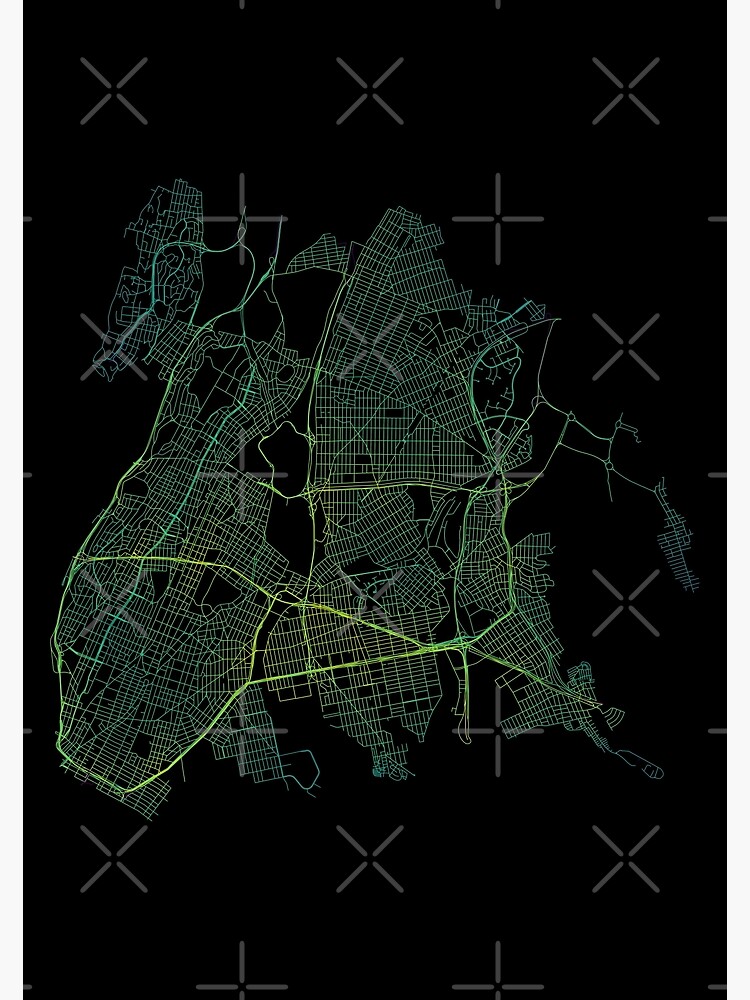 Bronx, New York City, USA Colored Street Network Map Graphic by ramiro