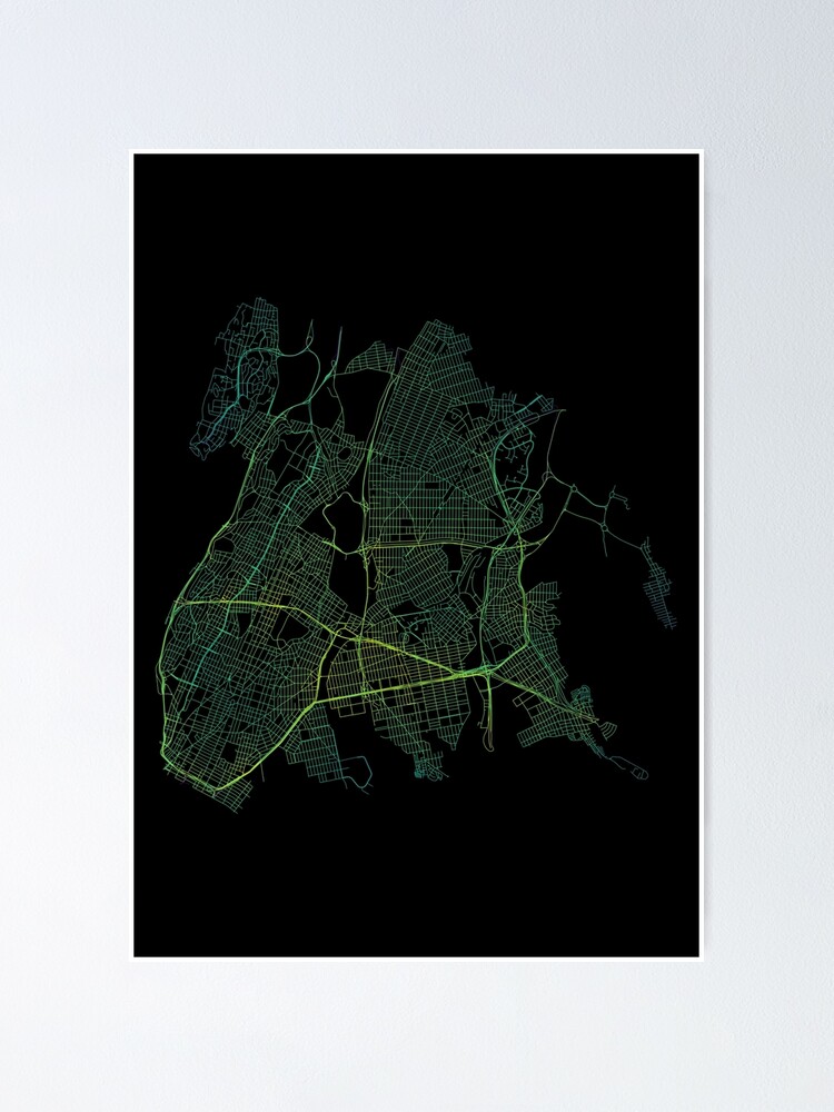 Alternate view of Bronx, New York City, USA Colored Street Network Map Graphic Poster