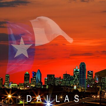 Artwork thumbnail, DALLAS Sunrise Skyline Supermoon and Text by WarrenPHarris