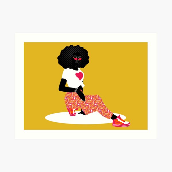 Red afro Art Print