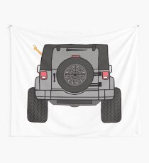 Jeep Wave Back View - Gray (Grey) Jeep Wall Tapestry