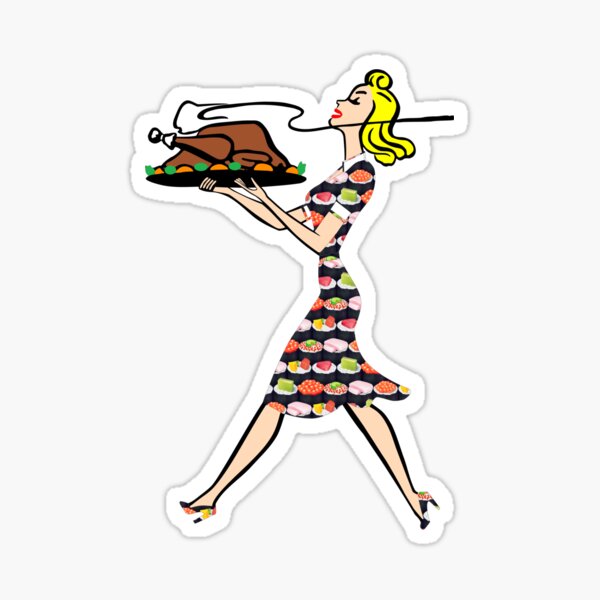 Item preview, thanksgiving 1950s blonde housewife designed and sold by Gossip Rag.