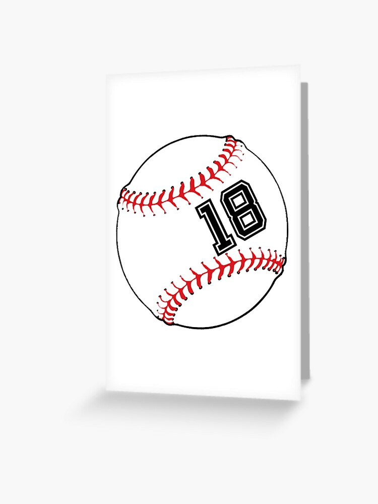 Baseball Player Jersey No 18 Back Number 18 Ball Sport Sticker Gift Greeting Card By Theshirtinator Redbubble