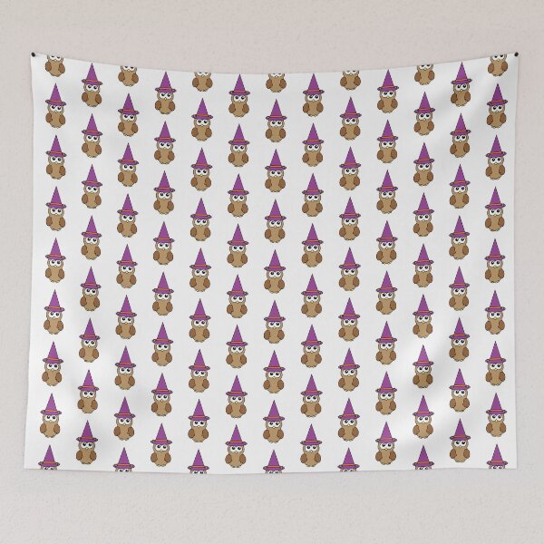 Item preview, Cute Owl Dressed as a Witch with Purple and Orange Hat designed and sold by PLLDesigns.