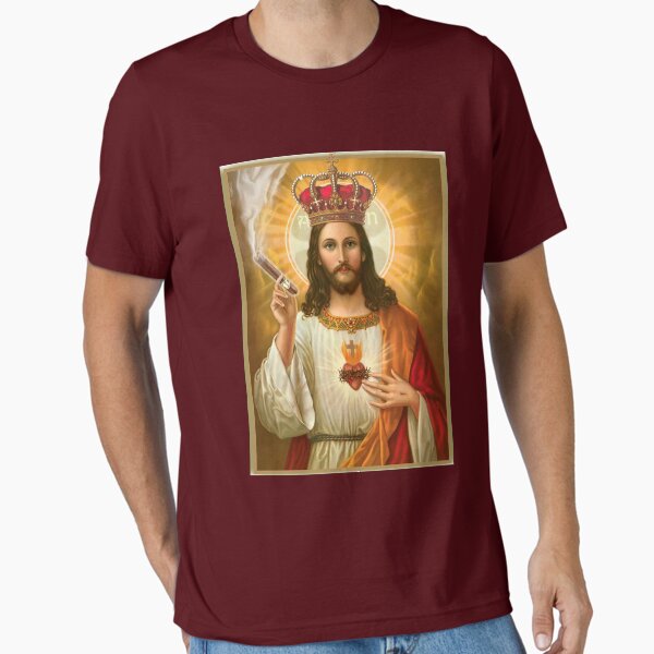 Cigar Smoker Jesus Religious Christian Art Portrait Essential T-Shirt
