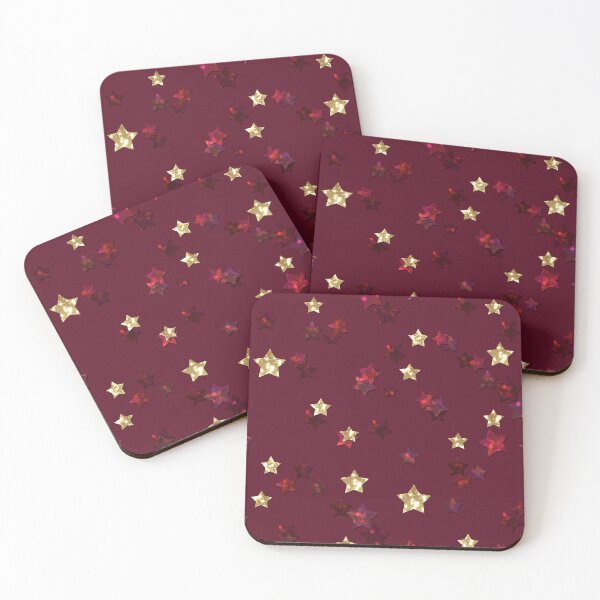 Aperçu de l'œuvre Fond de texture transparente rouge cerise avec des paillettes rouges et des étoiles d'or. Confetti brillant rouge. créée et vendue par fuzzyfox.