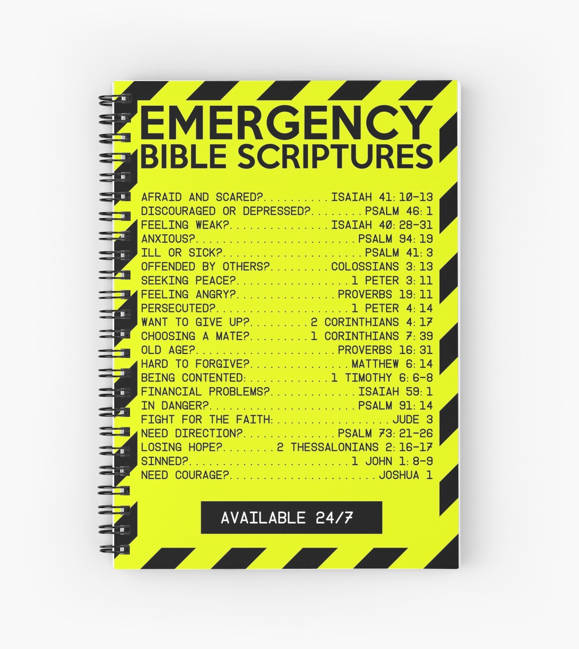 emergency bible scriptures numbers new and improved spiral notebook